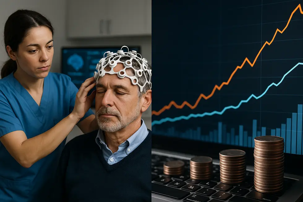 Collage featuring AI in healthcare and economic impact through advanced technologies.