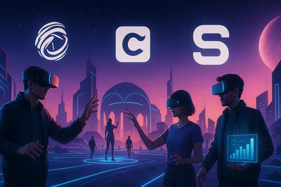 Visual depiction of the metaverse evolution, highlighting intellectual insights from leading publications Decrypt, CoinDesk, and CryptoSlate.