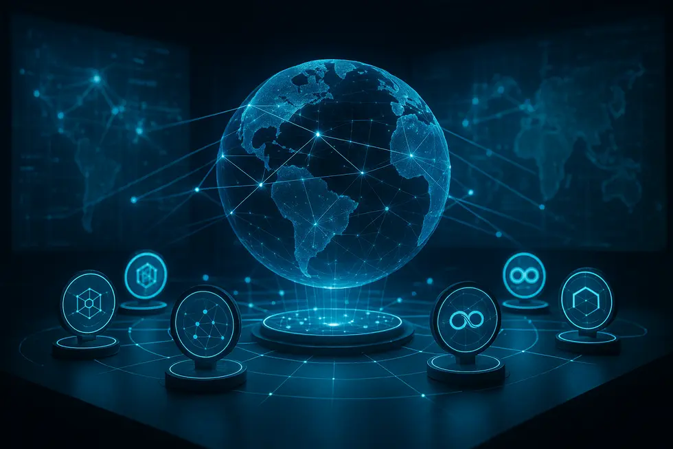 Visual representation of interconnected digital networks symbolizing the Web3 ecosystem.