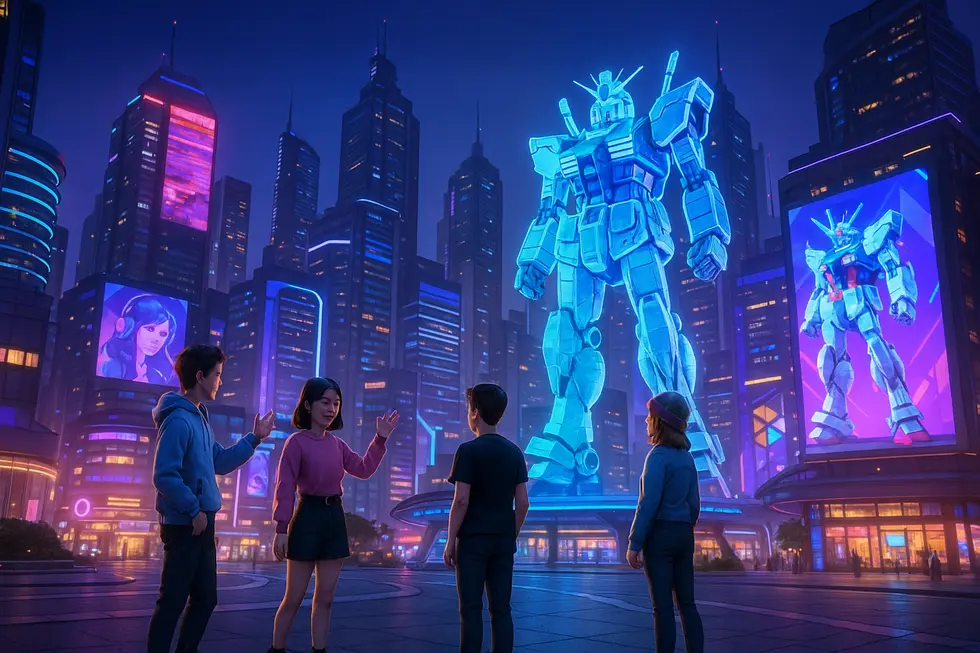 A view of a dynamic metaverse environment highlighting ZTX’s and Gundam Metaverse’s latest platform expansions.
