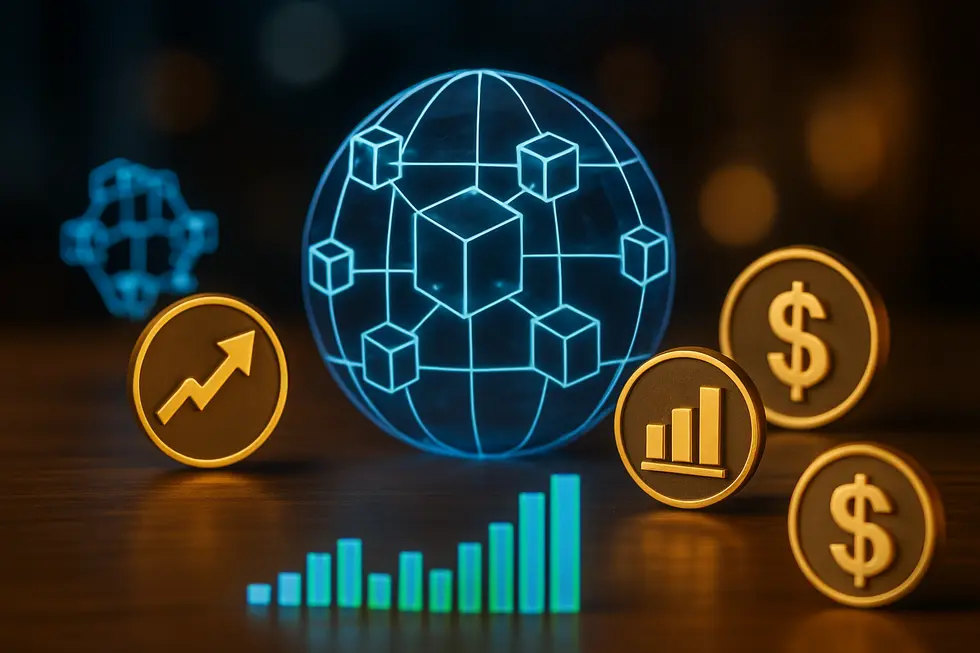 An illustration of interconnected blockchains symbolizing DeFi growth and innovation.
